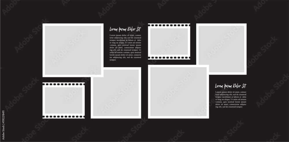 Fototapeta premium Pictures or photos frame collage layout abstract photo frames and digital photo wall template