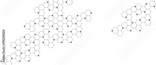Abstract technology or medical background with hexagons shape pattern. Background of hexagon geometric black pattern. Graphic digital science concept design.