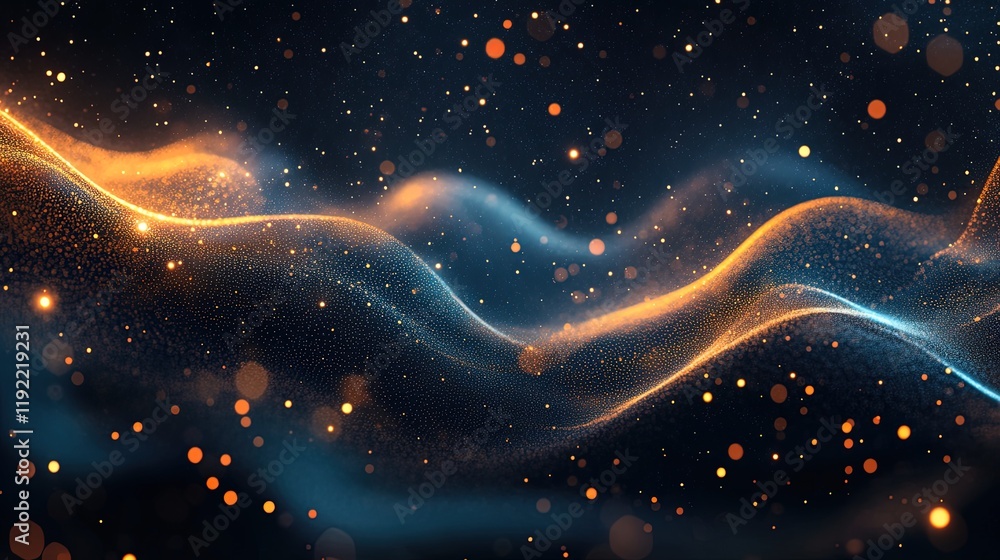 Fototapeta premium Abstract exploration background with luminous orbs and flowing designs