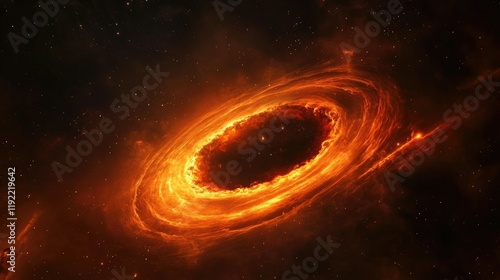 Wallpaper Mural A dark black hole surrounded by a fiery, glowing accretion disk in space. Torontodigital.ca