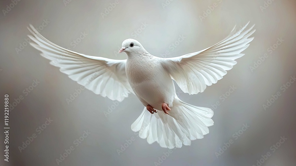 Obraz premium White Dove in Flight: A Symbol of Peace and Hope