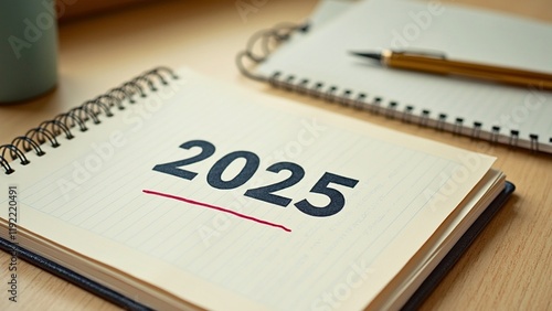 2025 words on a notebook