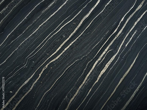 Dark, textured surface with wavy, light-colored streaks running diagonally, resembling natural stone or marble. Elegant and organic pattern