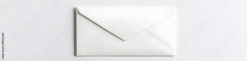 Elegant white envelope displayed on a pristine white background, with no text or shadowing, in high definition. Elegant white envelope displayed on a pristine white background, with no text or shadowing, in high definition.