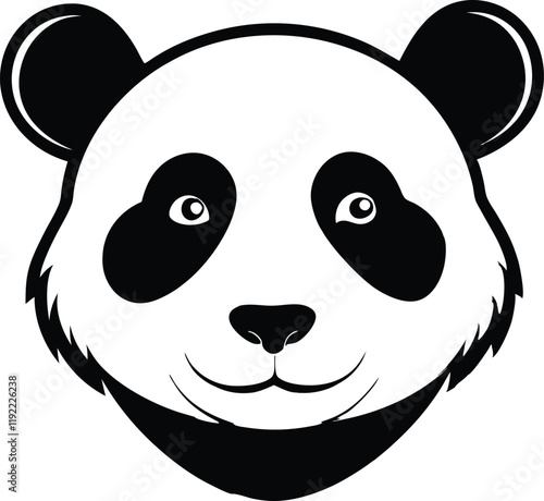 Panda animal head  silhouette,Panda animal-head   vector icon photo