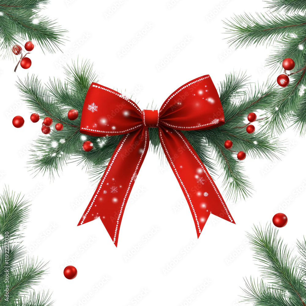 A red ribbon is tied to a tree branch A red ribbon is tied to a tree branch