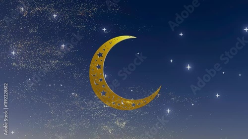 Wallpaper Mural A gold crescent moon with stars in the background, ramadan concept. Torontodigital.ca