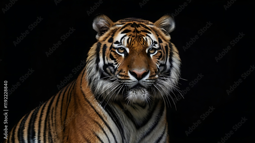 Fototapeta premium The tiger on the black background