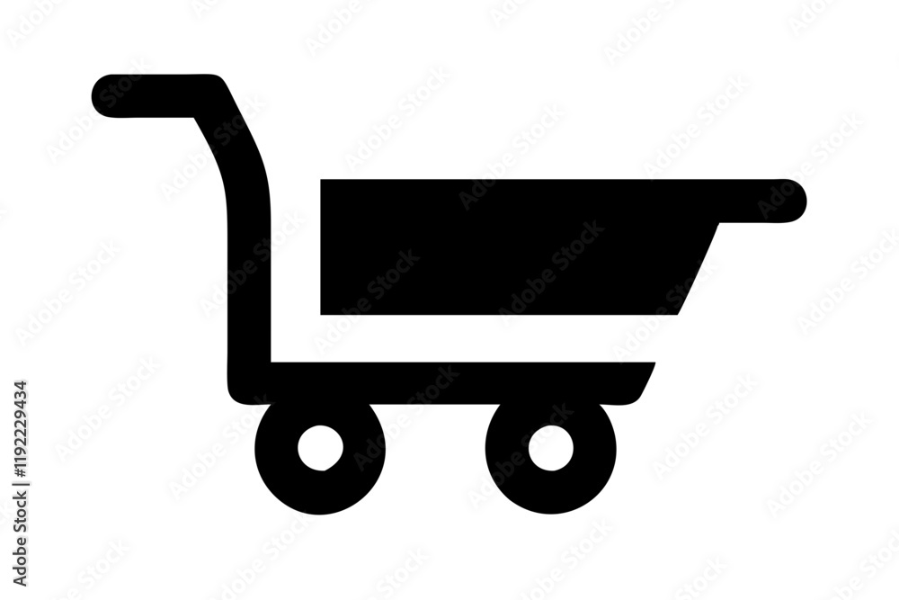 Stylish Trolley Silhouette Icon on Clean White Background Stylish Trolley Silhouette Icon on Clean White Background