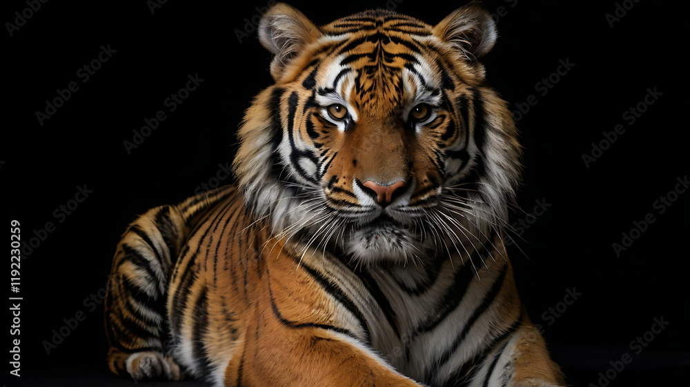 Fototapeta premium The tiger on the black background