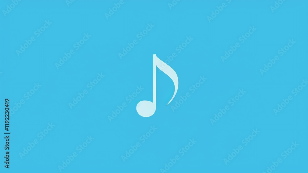 A single musical note in a light blue color on a bright blue background. A single musical note in a light blue color on a bright blue background.