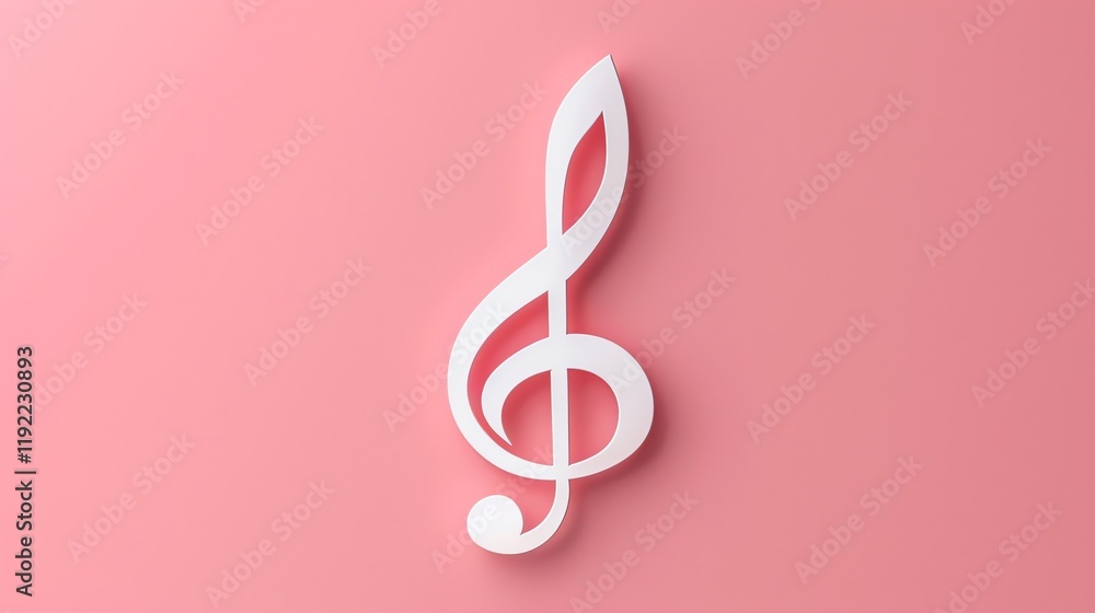 Obraz premium A white treble clef on a pink background.