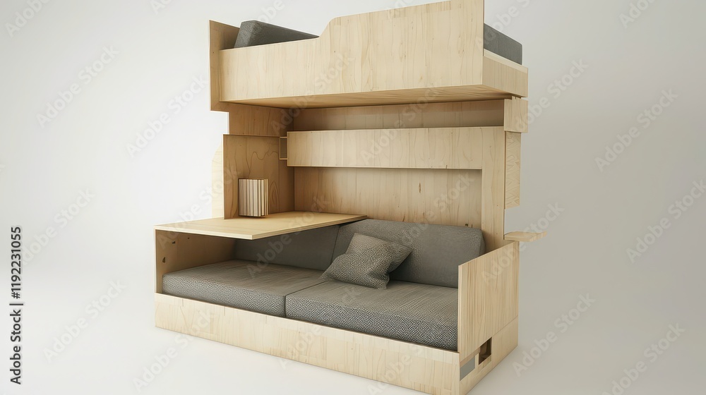 Minimalistic living with highly functional, space-efficient furniture. Minimalistic living with highly functional, space-efficient furniture.