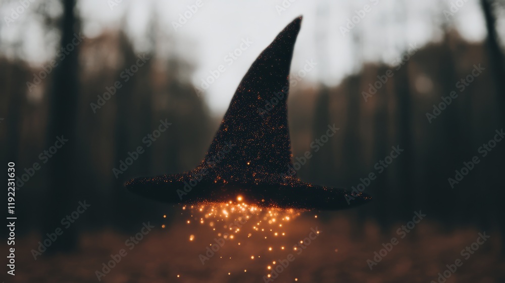 Fototapeta premium A wizard in a dark setting casting a spell with magical runes and swirling energy.