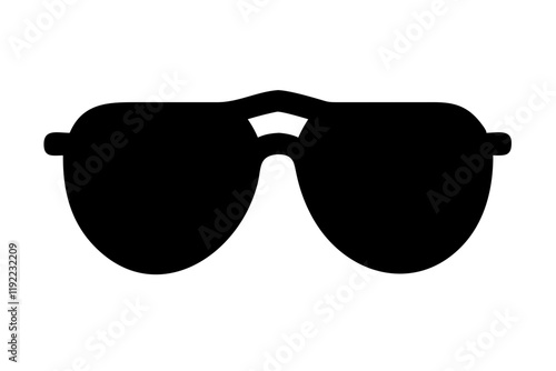 Trendy Sunglasses Silhouette Icon on Clean White Background