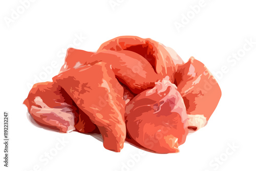 raw meat isolated on white