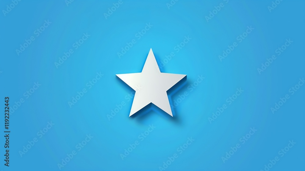 A white 3D star on a light blue background. A white 3D star on a light blue background.