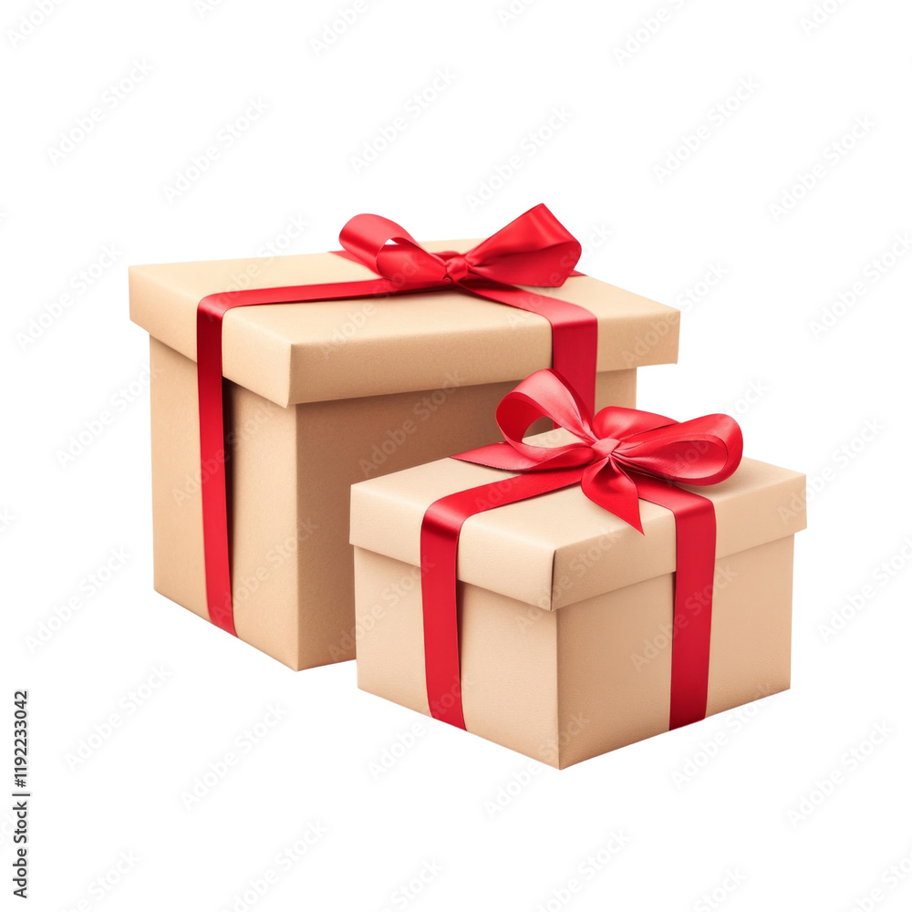 Two boxes with red bows on them Two boxes with red bows on them