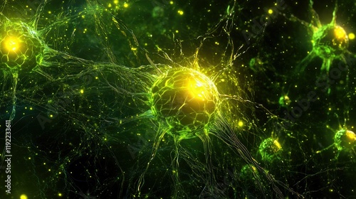 an abstract image of a sphere surrounded by a network of lights and points of light