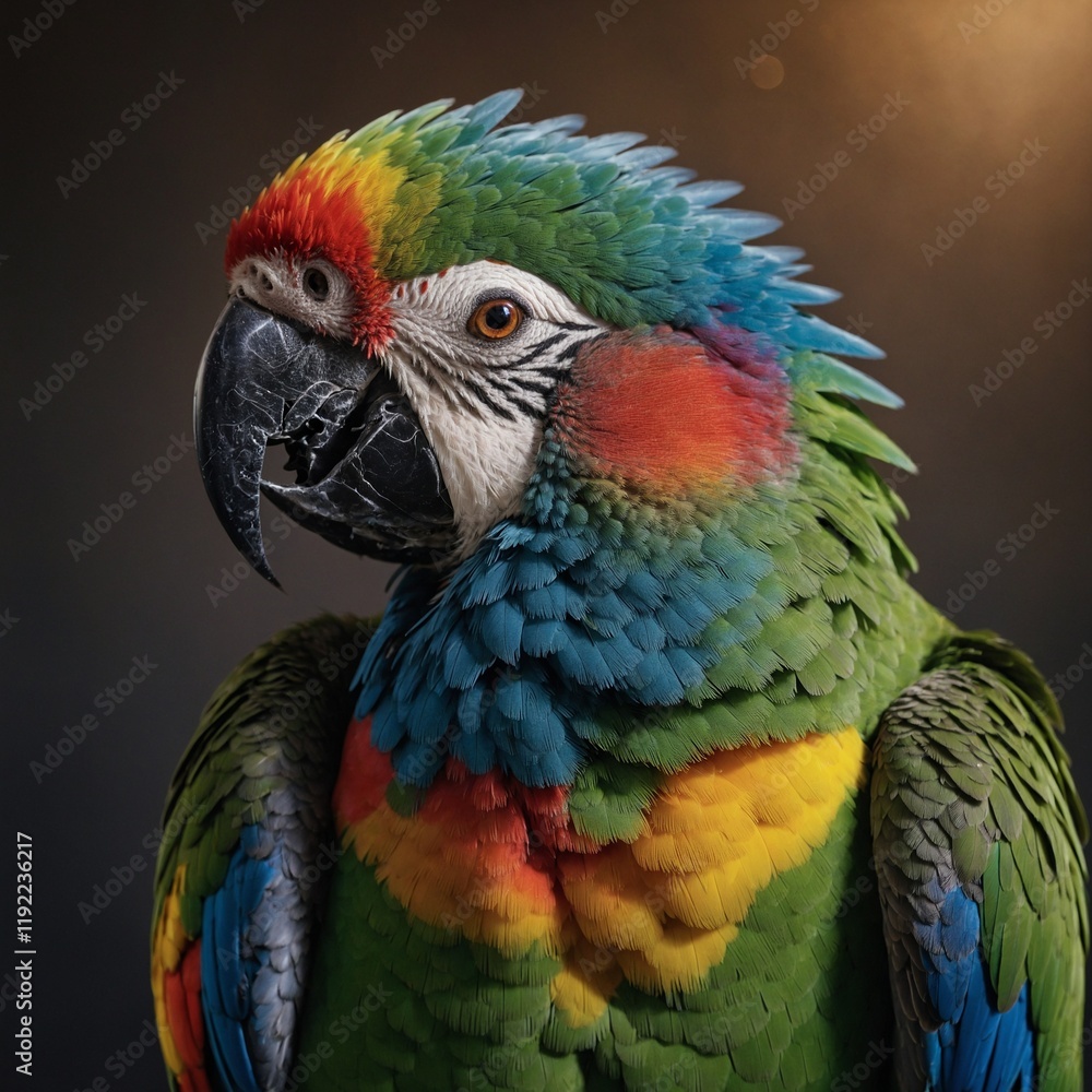 Obraz premium A parrot with a rainbow aura around it.