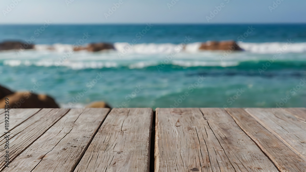 Table top and blur sea of the background.
Table top and blur sea of the background.