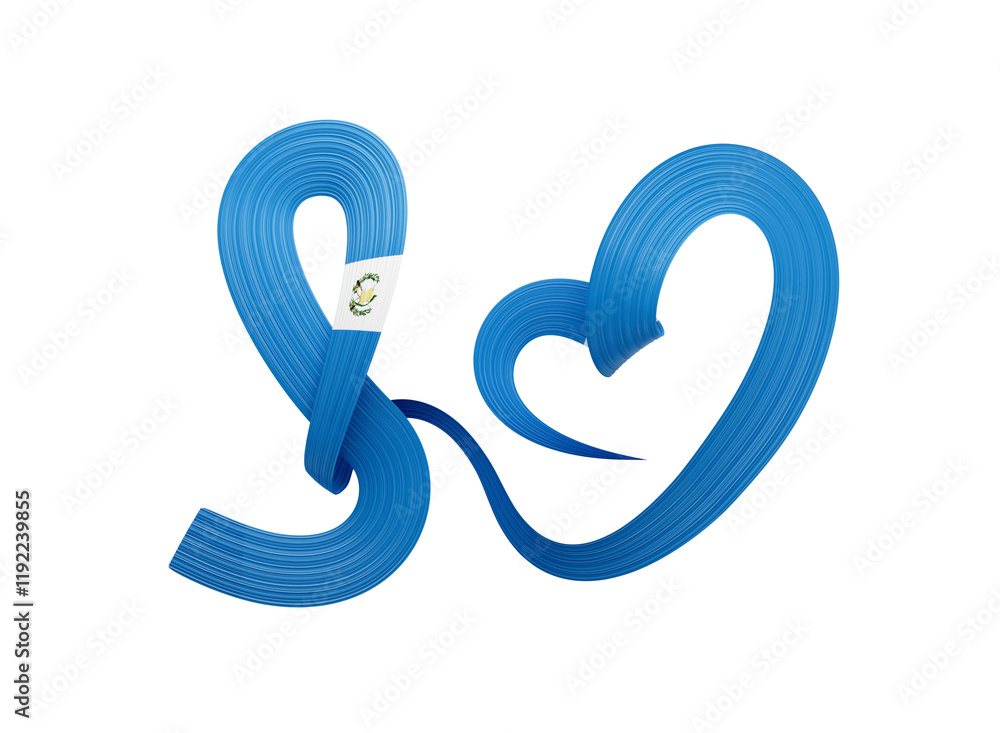 3d Flag Of Guatemala Heart Shape Shiny Wavy Awareness Ribbon Flag White Background 3d Illustration 3d Flag Of Guatemala Heart Shape Shiny Wavy Awareness Ribbon Flag White Background 3d Illustration