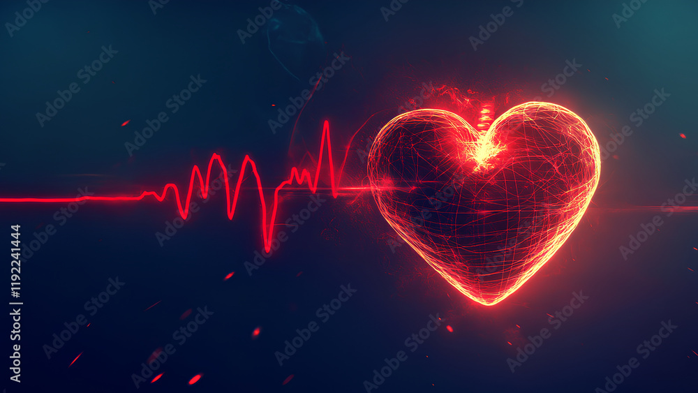 Digital Heartbeat: Futuristic Heart Health and Technology Visualization Digital Heartbeat: Futuristic Heart Health and Technology Visualization