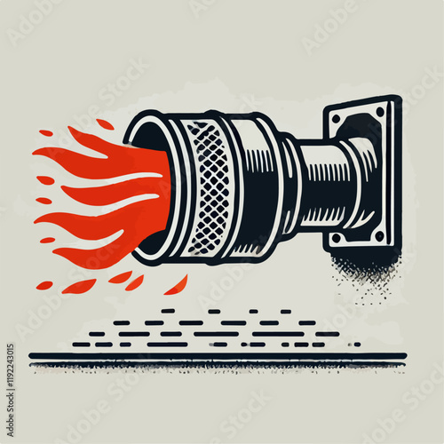 illustration of an background the exhaust emits fire