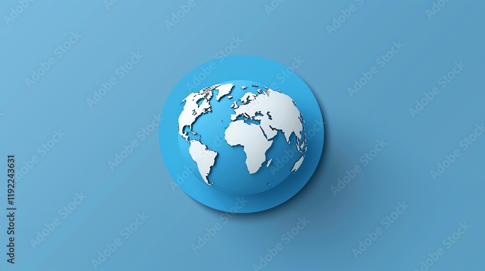 A paper cut-out illustration of the globe on a blue background. A paper cut-out illustration of the globe on a blue background.