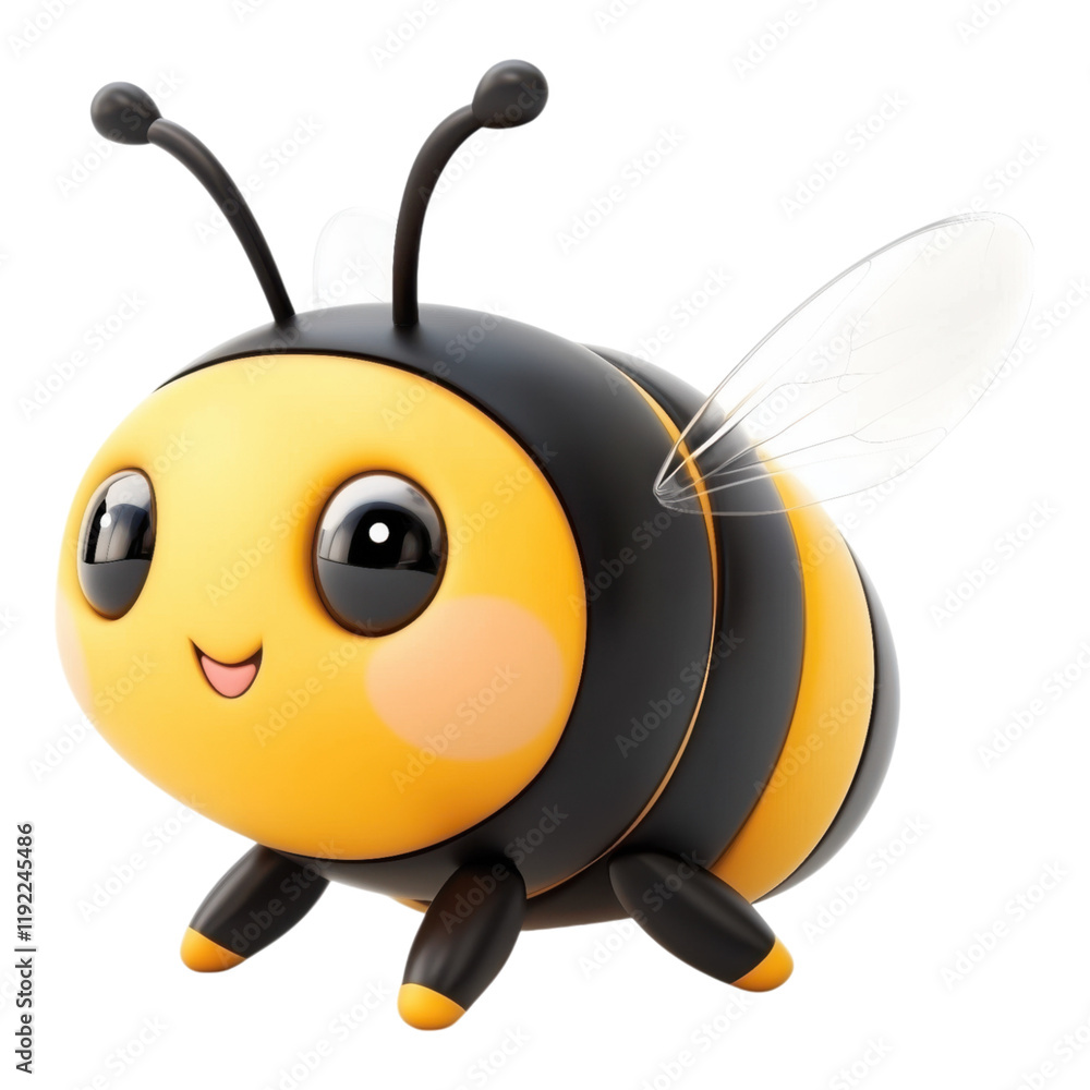 A cartoon bee with a black body and yellow wings A cartoon bee with a black body and yellow wings