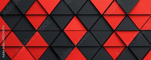 Triangle abstract background concept. Dynamic red and black triangle pattern creating a modern, stylish background.