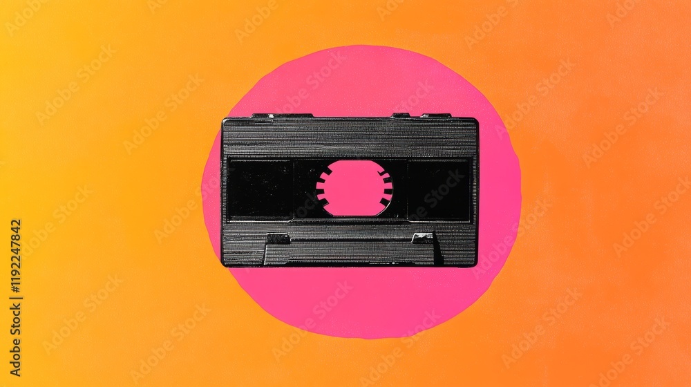 Fototapeta premium A vector illustration depicting a vintage cassette tape with a handwritten label, symbolizing the concept of nostalgia and the difficulties of communication.