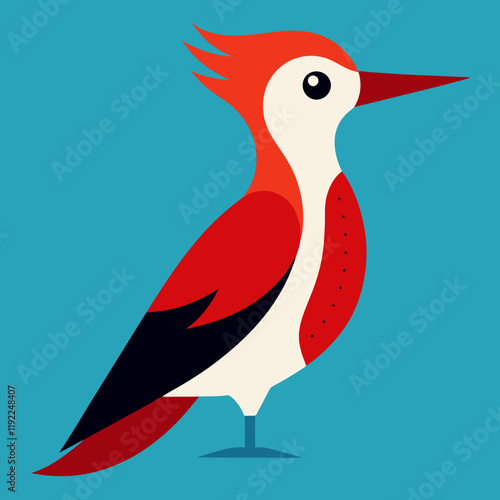 red woodpecker illustration photo