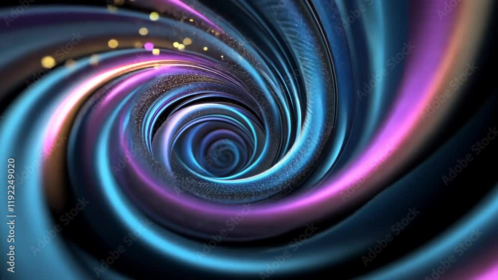 Abstract swirling vortex with vibrant neon lights and particles. Abstract swirling vortex with vibrant neon lights and particles.