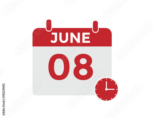 June 8 - Daily Calendar Icon with day of month