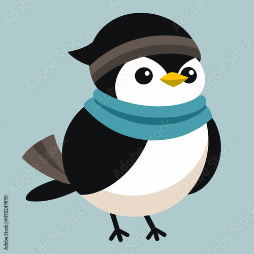 black capped chickadee vector art