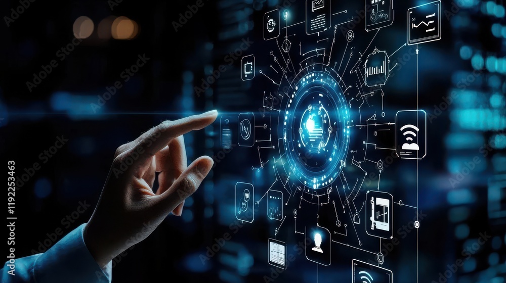 Digital interaction with data visualization cyber environment infographic modern workspace futuristic concept Digital interaction with data visualization cyber environment infographic modern workspace futuristic concept