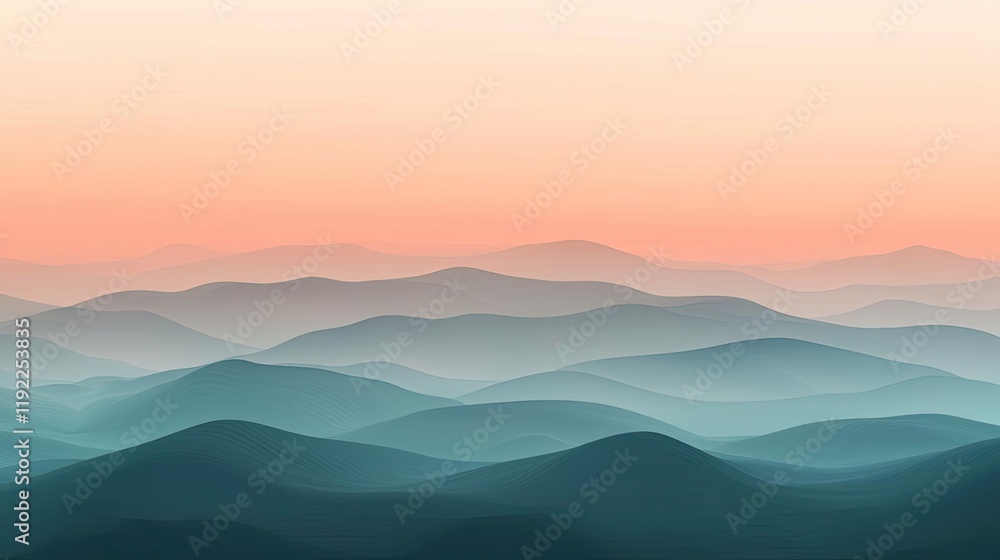 Blurred abstract background concept. Serene misty mountains under a soft pastel sky at dawn, peaceful and tranquil scenery. Blurred abstract background concept. Serene misty mountains under a soft pastel sky at dawn, peaceful and tranquil scenery.
