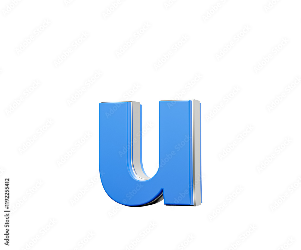 Blue Small Letter u Alphabet u Gleams With Its Sleek Modern Design With Sharp Edges 3D Illustration Blue Small Letter u Alphabet u Gleams With Its Sleek Modern Design With Sharp Edges 3D Illustration