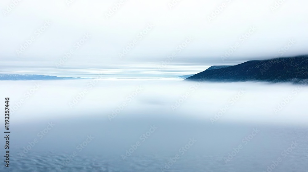 custom made wallpaper toronto digitalBlurred abstract background concept. A serene foggy landscape with soft clouds enveloping the hills and distant horizon.