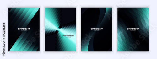 Colorful gradient designs showcasing sleek patterns on black and green backgrounds, perfect for modern presentations or creative projects