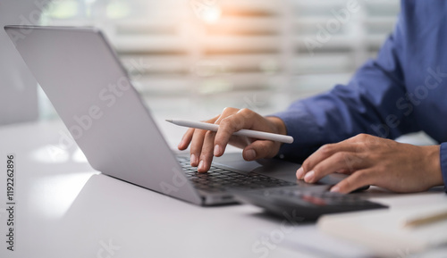 Word Tax 2025 on the calculator. .Tax deduction planning.Financial research, government taxes, and calculation tax return.