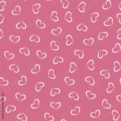Cute pattern with hearts on a delicate pink background. Seamless Pattern