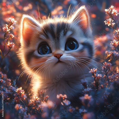 Kitten Close-Up Flowers Glow Artistic High-Resolution Nature Photography Beauty