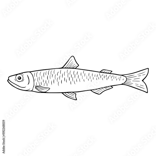 smelt fish line vector illustration