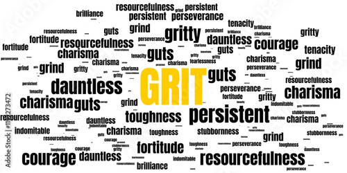 Grit in Typography Style, Vector Illustration for Office Wall Using Important Words and Concepts.
