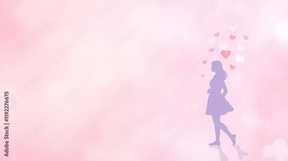 pink bokeh woman shadow valentine background pink bokeh woman shadow valentine background
