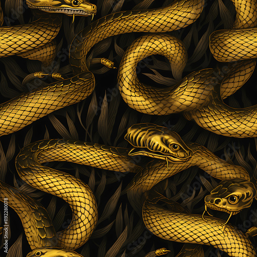 Snake, seamless pattern, the beautiful wires but also hide a fierce and terrifying quality photo