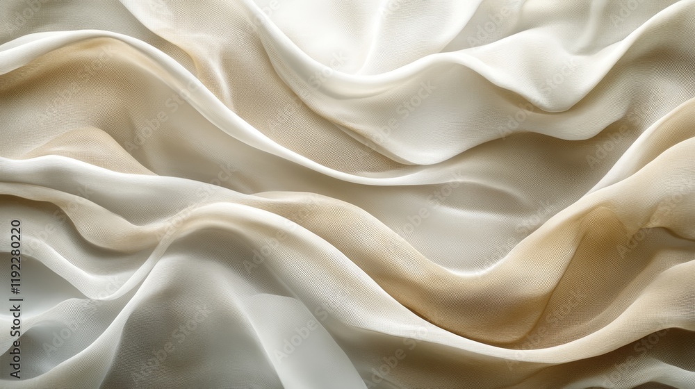 Obraz premium Draped Beige and White Sheer Fabric Texture