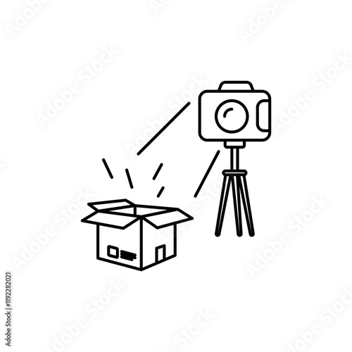 The Outline Camera icon indicates the unboxing video recording process.